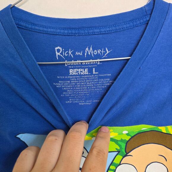 Rick and Morty Blue Front Logo T-shirt Men's Large - Picture 4 of 9
